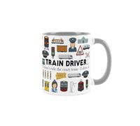 Train Driver Mug - Humorous Train Driver & Operator Themed Novelty Gifts - Tea/Coffee Hot Drinks Grey Ceramic Cup Present