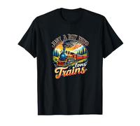 Train Enthusiast Boy Loves Trains Railroad Fan Look T-Shirt