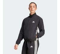 adidas Women's Train Essentials 3-Stripes Woven Warm Up Sweatshirt, black/white, XXL