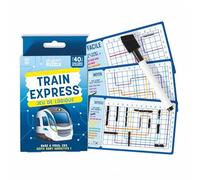 Train Express - Logic game with addictive challenges to get away - 40 replayable challenges - Increasing difficulty - Ages 12+ - Erasable felt pen included