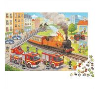 Train Fire Rescue Puzzles for Elderly 1000Pc Recyclable Paper Fire Truck Puzzle for Adults Interesting Family Game Props Party Game Props for Home 70x50cm/1000pcs