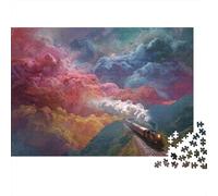 Train Flies Across The Mountains Rätsel Für Erwachsene |Colorful Clouds Splashing| Familienspaß-Puzzles 1000pcs (75x50cm) Erwachsene
