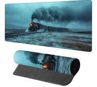 Train Gaming Mouse Mat 800x400x3mm, Mouse Pad Large Grey, Desk Mat with Stitched Edge, Mousepad with Non-Slip Rubber Base, Office Accessories, Keyboard Pad, for Gifts, PC, Gaming, Desk Office, Y-4804