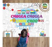 Train Giant Coloring Poster Train Party Favors Large Transportation Drawing Tablecloth DIY Art Drawing Coloring Mat Jumbo Table Cover Colorful Books for Traffic Game Trains Party Decorations Supplies