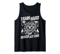 Train Hard and Rescue Kittens Firefighter Fitness Rescue Tank Top