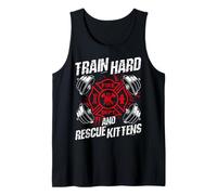 Train Hard and Rescue Kittens Firefighter Workout Motivation Tank Top