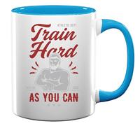 Train Hard As You Can Flex Graphic Ceramic Tea Coffee Mug Light Blue