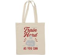 Train Hard As You Can Flex Graphic Natural Cotton Tote Bag White