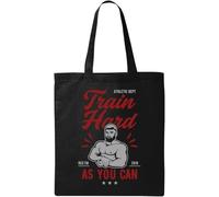 Train Hard As You Can Flex Graphic Natural Ecological Cotton Tote Bag Black