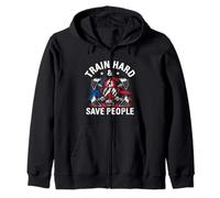 TRAIN HARD & SAVE PEOPLE Firefighter Fitness Zip Hoodie