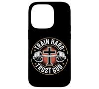 Train Hard Trust God Christian Gym Fitness Case for iPhone 14 Pro