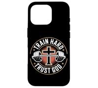 Train Hard Trust God Christian Gym Fitness Case for iPhone 16 Pro