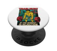 Train Heavy My Pre-Workout Is Rejection Funny Anime Cute Gym PopSockets Adhesive PopGrip