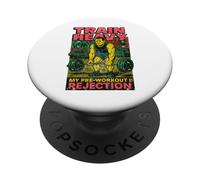 Train Heavy My Pre-Workout Is Rejection Funny Vintage Gym PopSockets Adhesive PopGrip