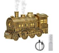 Train Humidifier, 300ml Vintage Steam Train Aromatherapy Essential Oil Diffuser and Humidifier, Dual Mist Outlets,Cool Mist Diffuser Train Design to Improve Air for Bedroom Office Desktop (Bronze)