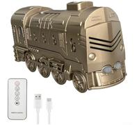 Train Humidifier, USB Steam Train Essential Oil Diffuser 300ml with Remote Control Vintage for freight Container Aroma Diffuser(Gold)