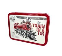 Train in a Tin Fun Toy for Kids - Battery Operated Train Set with Working Locomotive, Caboose, Coal Car, Cargo Car and 12 Piece Oval Track Set - Ages 5 and Up