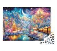 Train in A Winter Fairy-tale Valley 1000-Piece Jigsaw Puzzle Whimsical Train Great for Game Nights, Adults & Kids 38x26cm/1000pcs