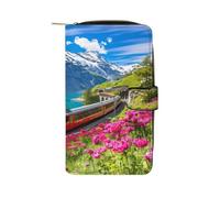 Train Journey Into The Swiss Alps Long Zippered Pouch Slim Clutch Organizer Purse Money and Credit Card Holder for Men Women