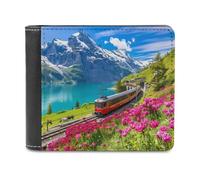 Train Journey Into The Swiss Alps Printed Bifold Wallet with Hidden Compartments Pocket Money and Credit Card Holder for Men Women