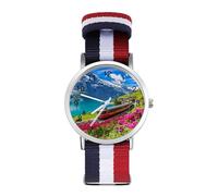 Train Journey Into The Swiss Alps Quartz Watches Arabic Numerals Wrist Watch with Adjustable Strap for Men Women