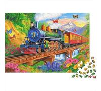Train Journey Scenic 100% Recycled Cardboard Colorful Fantasy Train in Garden 1000 Piece Puzzle for Adults The Impossible Challenge Fun Present 52x38cm/1000pcs