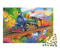 Train Journey ScenicJigsaw Puzzle Car Premium Cardstock for Adults Stress Relief Home Decor Fun Gift 1000 Pieces 38x26cm/1000pcs