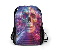 Train Journey Skull City Drawstring Backpack Dry And Wet Separation Sport Travel Beach Gym Sack String Yoga Bag