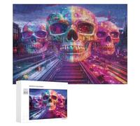 Train Journey Skull City Funny Wooden Picture Puzzle Wood Jigsaw Creative Gift for Adults And Family Game