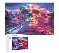 Train Journey Skull City Funny Wooden Picture Puzzle Wood Jigsaw Creative Gift for Adults And Family Game