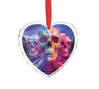 Train Journey Skull City Hanging Ornament Heart Glass Pendant Decoration Christmas Tree Happy Engagement Gift for Wedding