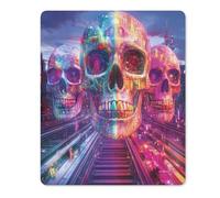 Train Journey Skull City Mouse Pad with Stitched Edges Non Slip Mousepad Desk Mat for Office Gaming