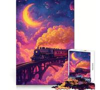Train Journey Through Dreamy Skies for Adults 1000 Piece Jigsaw Puzzle Brain Teasing Soft Distraction Smooth Edges Seasonal Gift (50x75cm)