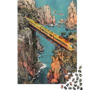 Train Journey Through Mountains 1000-Piece Puzzle for Adults, 70x50cm/1000pcs, White Card Pieces with Reduced Dust; Shared Family Time Around The Table