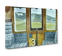 Train Landscape By Eric Ravilious Classic Painting Canvas Wall Art Print Ready to Hang, Framed Picture for Living Room Bedroom Home Office Décor, 24x16 Inch (60x40 cm)