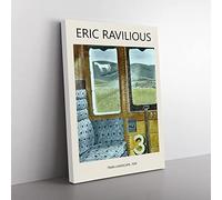 Train Landscape By Eric Ravilious Exhibition Museum Painting Canvas Wall Art Print Ready to Hang, Framed Picture for Living Room Bedroom Home Office Décor, 50x35 cm (20x14 Inch)