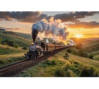 - Train Landscape - Train Engine Steam Rails Tracks Sky Wooden Puzzle - Unique Suitable for Teenagers and Adults, Home Decoration