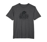 Train Like a Beast: Fierce Lion Motivational T-Shirt, Men's Big and Tall, Dark Heather Grey, 3X Tall