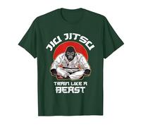 Train Like a Beast Jiu Jitsu, Gorilla BJJ Grappling MMA T-Shirt, Men, Dark Green, Small