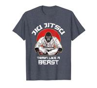 Train Like a Beast Jiu Jitsu, Gorilla BJJ Grappling MMA T-Shirt, Men, Heather Blue, 3X-Large