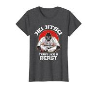 Train Like a Beast Jiu Jitsu, Gorilla BJJ Grappling MMA T-Shirt, Women, Dark Heather Grey, Small