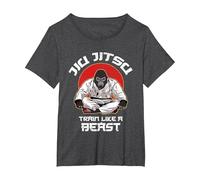 Train Like a Beast Jiu Jitsu, Gorilla BJJ Grappling MMA T-Shirt, Women's Plus, Dark Heather Grey, 6X