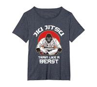 Train Like a Beast Jiu Jitsu, Gorilla BJJ Grappling MMA T-Shirt, Women's Plus, Heather Blue, 2X