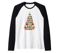 Train Lover Xmas Tree Model Railroad Locomotive Christmas Raglan Baseball Tee