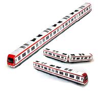 Train Model, 4pcs Car Set Alloy City Rail Subway Train Model,1/64 Scale Alloy Subway/Car Model, Red White