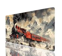 Train Mouse Mat 56x24x0.12In Waterproof Gaming Mouse Pad Snow Mountain Non-slip Rubber Base Abrasion-resistant Stitched Edges, Mousepad as Desk Mat for Office Accessories Laptop Keyboard JXL-1635