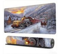 Train Mouse Mat XXL 31.5x15.7x0.12 inch Large Gaming Mouse Pad Winter Desk Mat Stitched Edges, Washable Japanese Mousepad with Anti-Slip Rubber Base Computers Desk Pad for Laptop Office Decor,Model113