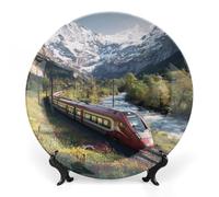 Train of Switzerland Bone China Decorative Plate Ceramic Plates Wall Decor with Display Stand 6inch