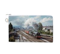 Train on The Railway Station Coin Purse Small Wallets with Zippered Key Ring Cute Wallet