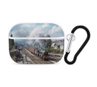 Train on The Railway Station Compatible with Airpods Pro Case Cover Hard Cases with Durable Hanging Buckle Charging Visible LED